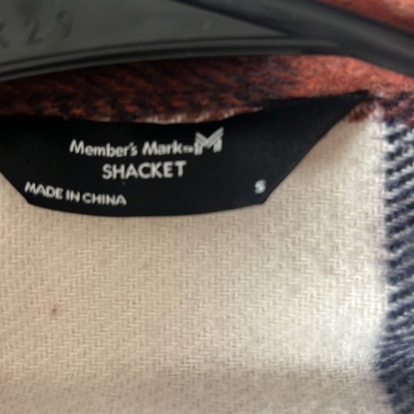 Members Mark Plaid SHACKET With Pockets Sz Small Brown Navy Multicolor - Picture 8 of 13
